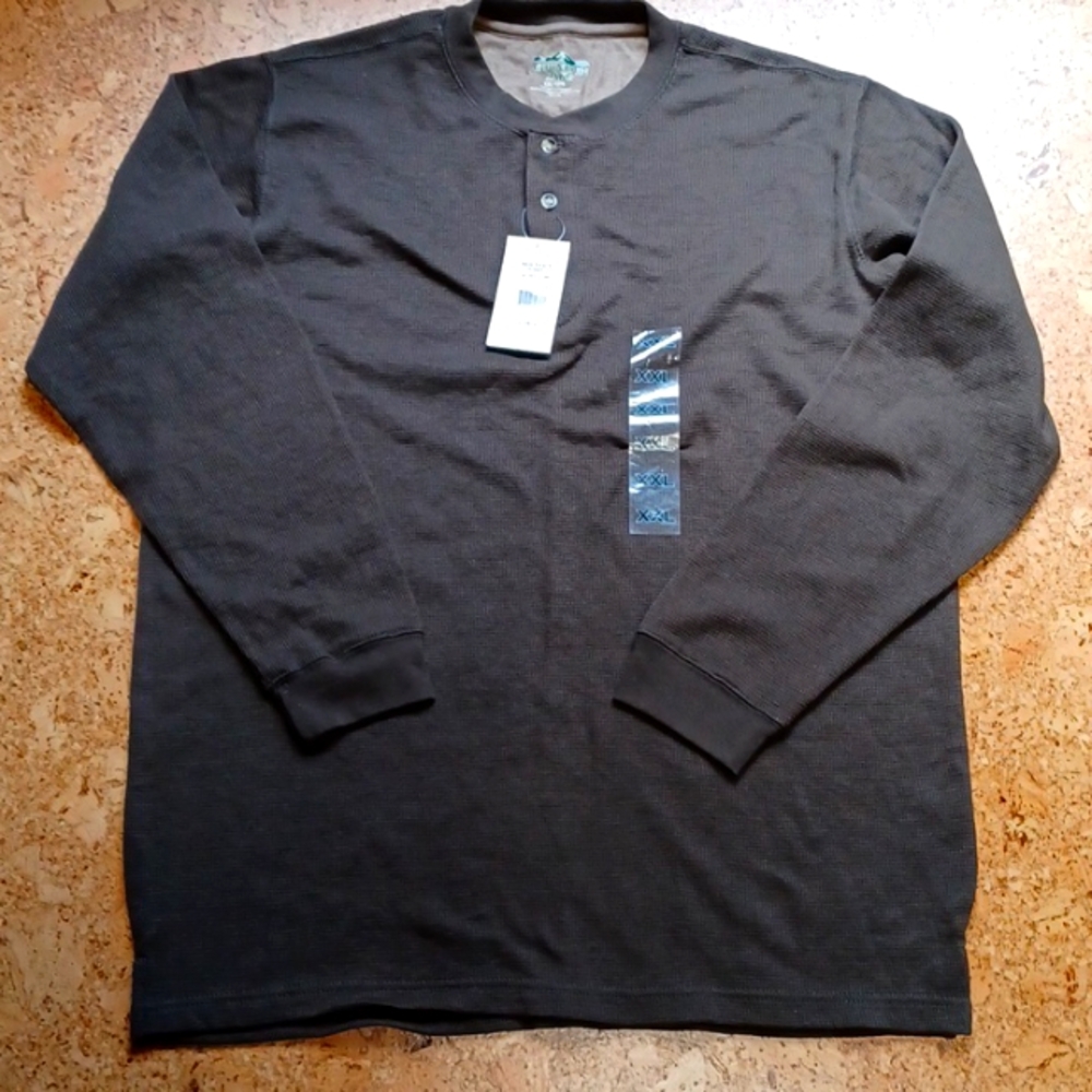 Mountain Lake Men's Cotton Henley in Dark Olive Size XXL NWT